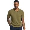 imagePJ PAUL JONES Mens Polo Shirts Regular Fit Textured VNeck Knit Golf PolosDark Camel