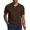 imagePJ PAUL JONES Mens Polo Shirts Regular Fit Textured VNeck Knit Golf PolosDark Coffee