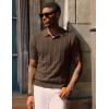 imagePJ PAUL JONES Mens Polo Shirts Regular Fit Textured VNeck Knit Golf PolosDark Coffee