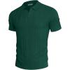 imagePJ PAUL JONES Mens Polo Shirts Regular Fit Textured VNeck Knit Golf PolosDark Green