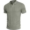 imagePJ PAUL JONES Mens Polo Shirts Regular Fit Textured VNeck Knit Golf PolosDark Grey