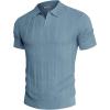 imagePJ PAUL JONES Mens Polo Shirts Regular Fit Textured VNeck Knit Golf PolosGrey Blue