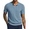 imagePJ PAUL JONES Mens Polo Shirts Regular Fit Textured VNeck Knit Golf PolosGrey Blue