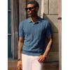 imagePJ PAUL JONES Mens Polo Shirts Regular Fit Textured VNeck Knit Golf PolosIndigoblue