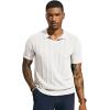 imagePJ PAUL JONES Mens Polo Shirts Regular Fit Textured VNeck Knit Golf PolosIvory White