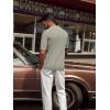 imagePJ PAUL JONES Mens Polo Shirts Regular Fit Textured VNeck Knit Golf PolosKhaki Contrast