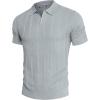 imagePJ PAUL JONES Mens Polo Shirts Regular Fit Textured VNeck Knit Golf PolosLight Grey