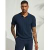 imagePJ PAUL JONES Mens Polo Shirts Regular Fit Textured VNeck Knit Golf PolosRoyal Blue