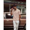 imagePJ PAUL JONES Mens Polo Shirts Short Sleeve Casual Collared Shirts Textured Stretchy Golf ShirtsApricot