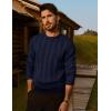 imagePJ PAUL JONES Mens Pullover Sweater Crewneck Textured Long Sleeve Knitted SweatersNavy Blue