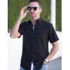 imagePJ PAUL JONES Mens Short Sleeve Button Down Shirts Casual Stylish WrinkleFree Untuckit Dress ShirtBlack