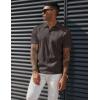 imagePJ PAUL JONES Mens Textured Knit Polo Shirts Regular Fit Stretchy Golf ShirtsBrown