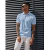 imagePJ PAUL JONES Mens Textured Knit Polo Shirts Regular Fit Stretchy Golf ShirtsLight Blue