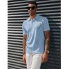 imagePJ PAUL JONES Mens Textured Knit Polo Shirts Regular Fit Stretchy Golf ShirtsLight Blue