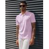 imagePJ PAUL JONES Mens Textured Knit Polo Shirts Regular Fit Stretchy Golf ShirtsLight Pink