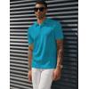 imagePJ PAUL JONES Mens Textured Knit Polo Shirts Regular Fit Stretchy Golf ShirtsPeacock Blue