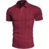imagePJ PAUL JONES Mens Textured Knit Polo Shirts Regular Fit Stretchy Golf ShirtsWine