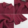 imagePJ PAUL JONES Mens Textured Knit Polo Shirts Regular Fit Stretchy Golf ShirtsWine
