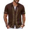 imagePJ PAUL JONES Mens Polo Shirts 70s Vintage Shirts Contrast Knitted Polo ShirtsCoffeea