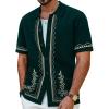 imagePJ PAUL JONES Mens Polo Shirts 70s Vintage Shirts Contrast Knitted Polo ShirtsDark Greenfloral