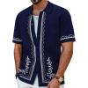 imagePJ PAUL JONES Mens Polo Shirts 70s Vintage Shirts Contrast Knitted Polo ShirtsRoyal Bluefloral