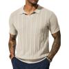 imagePJ PAUL JONES Mens Polo Shirts Regular Fit Textured VNeck Knit Golf PolosApricot