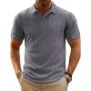 imagePJ PAUL JONES Mens Polo Shirts Short Sleeve Casual Collared Shirts Textured Stretchy Golf ShirtsDeep Grey
