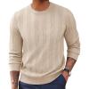 imagePJ PAUL JONES Mens Pullover Sweater Crewneck Textured Long Sleeve Knitted SweatersApricot