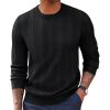 imagePJ PAUL JONES Mens Pullover Sweater Crewneck Textured Long Sleeve Knitted SweatersBlack