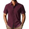 imagePJ PAUL JONES Mens Short Sleeve Button Down Shirts Casual Stylish WrinkleFree Untuckit Dress ShirtRed