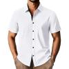 imagePJ PAUL JONES Mens Short Sleeve Button Down Shirts Casual Stylish WrinkleFree Untuckit Dress ShirtWhite