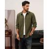 imagePJ PAUL JONES Mens Casual Button Down Shirts Long Sleeve Textured Wrinkle Free Untucked Shirt with PocketArmy Green