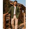 imagePJ PAUL JONES Mens Casual Button Down Shirts Long Sleeve Textured Wrinkle Free Untucked Shirt with PocketArmy Green