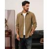 imagePJ PAUL JONES Mens Casual Button Down Shirts Long Sleeve Textured Wrinkle Free Untucked Shirt with PocketKhaki