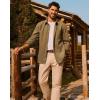 imagePJ PAUL JONES Mens Casual Button Down Shirts Long Sleeve Textured Wrinkle Free Untucked Shirt with PocketKhaki