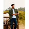 imagePJ PAUL JONES Mens Casual Shacket Cotton Twill Lightweight Jackets Button Down Shirt Jacket with PocketsArmy Green