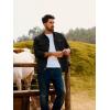 imagePJ PAUL JONES Mens Casual Shacket Cotton Twill Lightweight Jackets Button Down Shirt Jacket with PocketsBlack