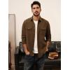 imagePJ PAUL JONES Mens Casual Shacket Cotton Twill Lightweight Jackets Button Down Shirt Jacket with PocketsCoffee