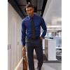 imagePJ PAUL JONES Mens Dress Shirt Long Sleeve Business Casual WrinkleFree Stretch Slim Fit Shirt for Wedding Office TravelNavy Blue