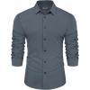 imagePJ PAUL JONES Mens Long Sleeve Button Down Shirts Wrinkle Free Stretch Untucked Dress Shirts Business Casual ShirtBlue Grey