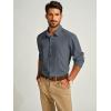 imagePJ PAUL JONES Mens Long Sleeve Button Down Shirts Wrinkle Free Stretch Untucked Dress Shirts Business Casual ShirtBlue Grey