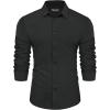 imagePJ PAUL JONES Mens Long Sleeve Button Down Shirts Wrinkle Free Stretch Untucked Dress Shirts Business Casual ShirtCarbon Black
