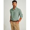 imagePJ PAUL JONES Mens Long Sleeve Button Down Shirts Wrinkle Free Stretch Untucked Dress Shirts Business Casual ShirtLight Green
