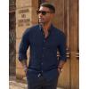 imagePJ PAUL JONES Mens Oxford Button Down Shirt Long Sleeve Regular Fit Business Casual Dress Shirts with Chest PocketNavy Blue