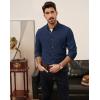 imagePJ PAUL JONES Mens Oxford Button Down Shirt Long Sleeve Regular Fit Business Casual Dress Shirts with Chest PocketNavy Blue