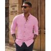 imagePJ PAUL JONES Mens Oxford Button Down Shirt Long Sleeve Regular Fit Business Casual Dress Shirts with Chest PocketPink