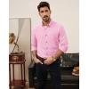 imagePJ PAUL JONES Mens Oxford Button Down Shirt Long Sleeve Regular Fit Business Casual Dress Shirts with Chest PocketPink
