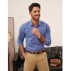 imagePJ PAUL JONES Mens Slim Fit Long Sleeve Plaid Shirt Cotton Business Casual Dress Shirts with Pocket Gingham ShirtsBlue Gingham