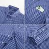imagePJ PAUL JONES Mens Slim Fit Long Sleeve Plaid Shirt Cotton Business Casual Dress Shirts with Pocket Gingham ShirtsBlue Gingham
