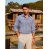 imagePJ PAUL JONES Mens Slim Fit Long Sleeve Plaid Shirt Cotton Business Casual Dress Shirts with Pocket Gingham ShirtsClassic Blue Gingham